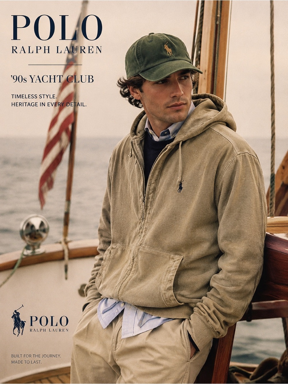 Vintage Polo Ralph Lauren Yacht Club Full Zip Hoodie Heritage Coastal Preppy